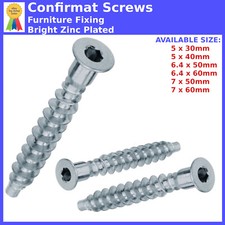 6.4mm 7mm FURNITURE SCREWS FIXING CONFIRMAT FLAT PACK FITTING WOOD CHIPBOARD