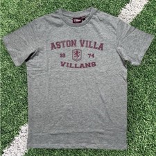 Kid's Aston Villa Football T-Shirt Club Tee Grey The Villans Size 11-12 Years