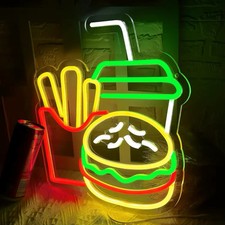 Burger Fries Drink Neon LED