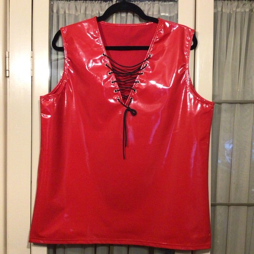 Mens shiny red pvc - mens, 44”