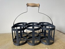 Rustic Farmhouse Bottle Carrier x6 Compartment Wine Beer Or Milk Vintage Style