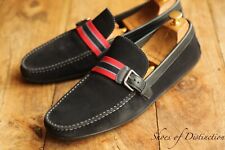 Louis Vuitton Navy Blue Suede Silver Buckle Driving Loafers Mens UK 10 US 11