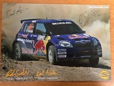 PATRIK SANDELL & EMIL AXELSON SIGNED RED BULL SKODA FABIA RALLY WRC A3 POSTER