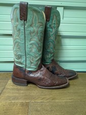 Justin Boots Ostrich Leather Cowboy Boots Size 5 UK Quality Wear Patched Good...
