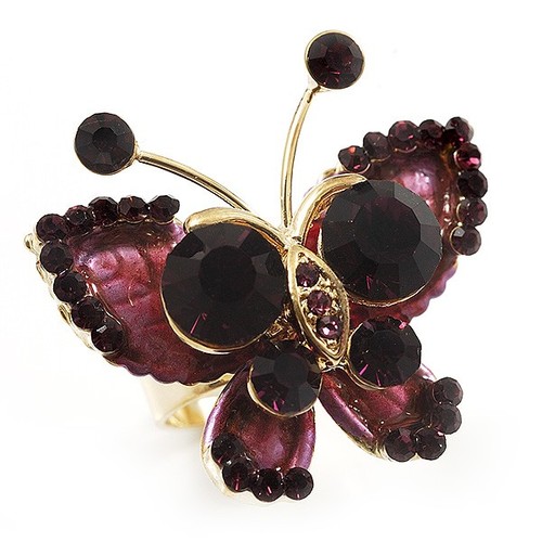 Crystal butterfly ring - 3d,