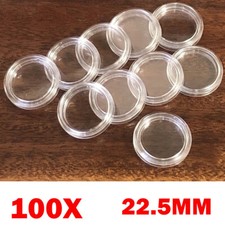 100Pcs 22.5mm Clear Coin Capsules Holders Fit For Full Sovereign Coins Boxes NEW
