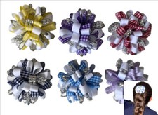 Gingham School Hair Bow Clip