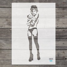 Banksy Girl Hugging Teddy Bear reusable STENCIL Wall art Painting Graffiti