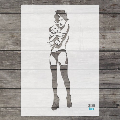 Banksy girl hugging teddy bear - banksy,