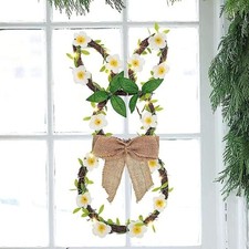 Vanthylit Easter Wreath 46cm Easter Bunny Wreath with Lights Battery Operated Ra