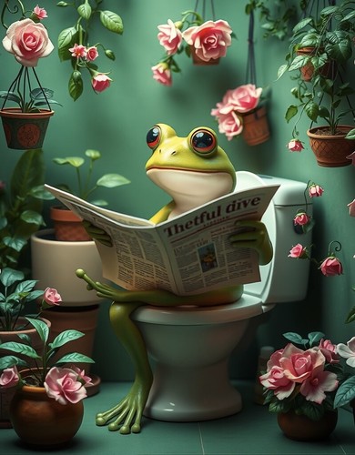 Frog toilet metal sign - frog, on