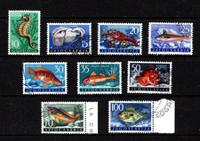 YUGOSLAVIA - 1956 SEA CREATURES set SG 825-833 used Cat £33 (in 2009)