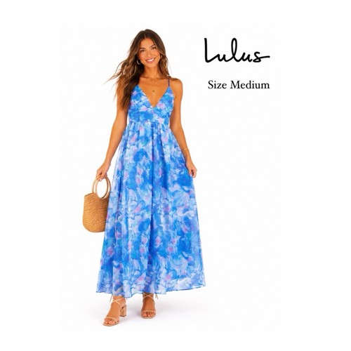 Lulus blue floral watercolor - blue,