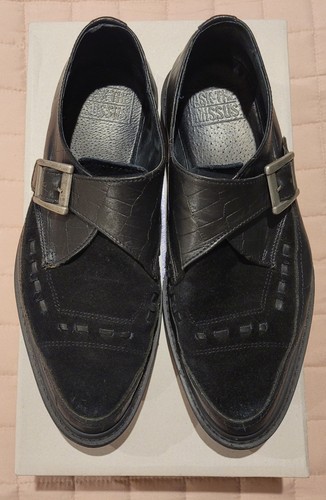 Black leather croc - black, print