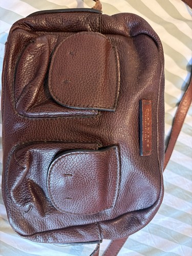 Brown leather bridge bag - brown,