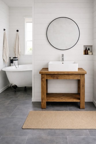 Solid wood rustic washstand - rustic,