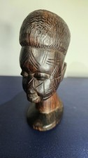 Hand Carved African Tribal Head, Bust, Sculpture - Hardwood Vintage