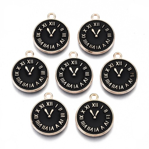 Enamel charms clock face roman - enamel,
