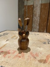 Olive Wood Owl Pick Holder