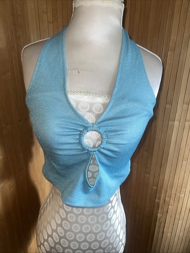 Glittery turquoise cropped - glittery,
