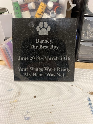 Engraved granite dog - granite, memorial