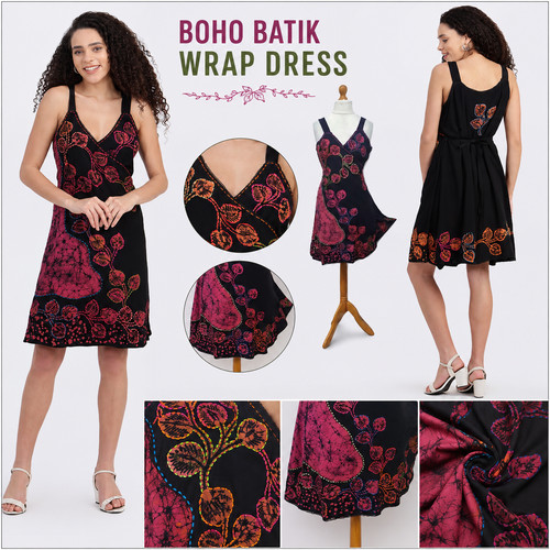 Bohemian wrap dress batik - wrap,