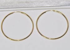 9CT YELLOW GOLD LADIES 30mm SLEEPER HOOP EARRINGS ~ 375 ~ Solid 9K Gold