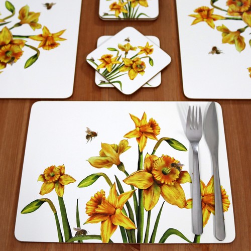 Daffodil placemat and coasters - daffodil,