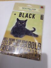 Black cat, metal wall sign