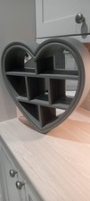 Grey  Heart Shelf Mirror With
