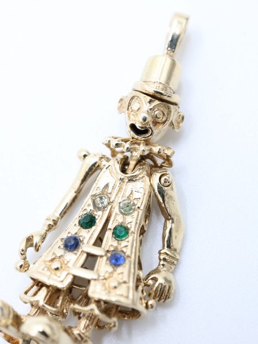 Gold gemstone clown pendant - gold,