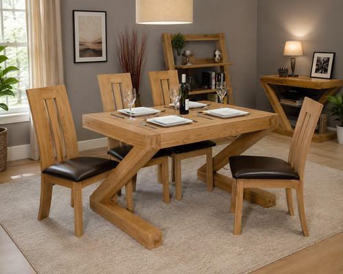 Solid oak z dining table - 4, x