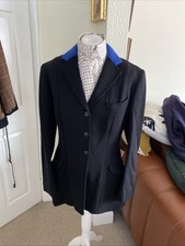 Stunning Rosette Wool Blk Hunt Jacket Blue Collar -can Be Removed 40”(14) Ladies