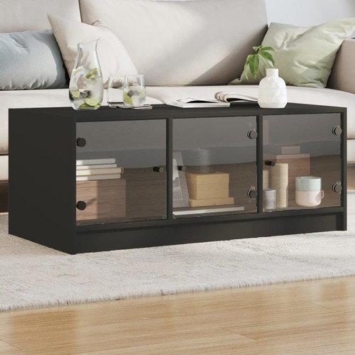 Coffee table with glass doors - table,