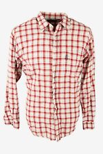 Casual Clothes Flannel Shirt Check Vintage Long Sleeve 90s Retro Red L - SH4343