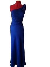 Gino Cerruti Blue Chiffon Prom Dress Ruched Bodice Size M