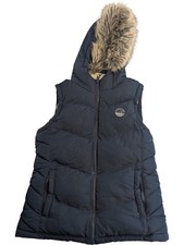 SoulCal Gilet Hooded Faux Fur Padded Navy Blue - Size 8
