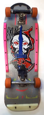 skull 30" SKATEBOARD american flyers wheels vintage 80s 1980s neon pink grey