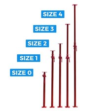 Red Matte Acrow Prop, Size 1, 1.753m to 3.124m, Adjustable, Steel, Scaffold, DIY