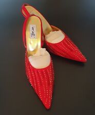 FARFALLA LONDON STUNNING RED BEADED 4 INCH STILETTO HEEL SHOES NEW SIZE 7