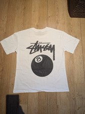 Stussy White '8 Ball' Men's T-Shirt Size Small