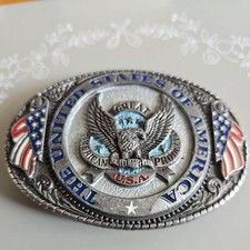 Buckle USA Coat of Arms, with Eagle & Flags, America, Belt Buckle