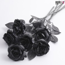 Black faux rose artificial - black,