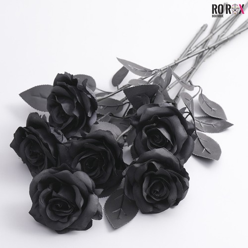 Black faux rose - rose, artificial