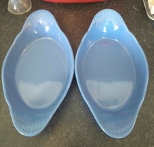 2 MASON & CASH OVAL GRATIN OVEN DISHES BLUE ORIGINAL COLLECTION LOVELY CONDITION