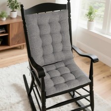 Rocking Chair Cushions Indoor with Ties Comfortable Textured Fabric Set, Grey