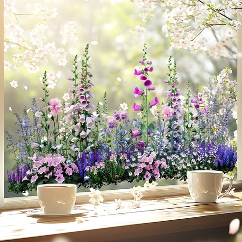 Garden floral window stickers - garden,