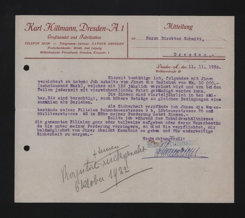 Dresden letter 1920 - dresden,, karl