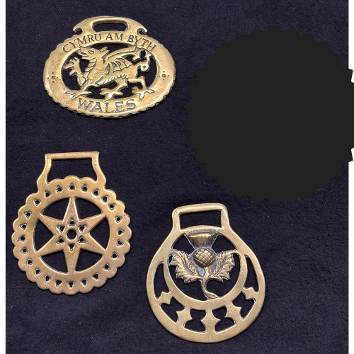 Horse brass lot - brass, dragon
