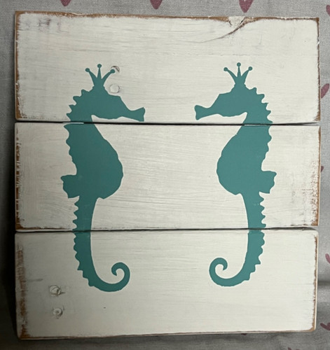 Rustic wooden seahorse - rustic, art
